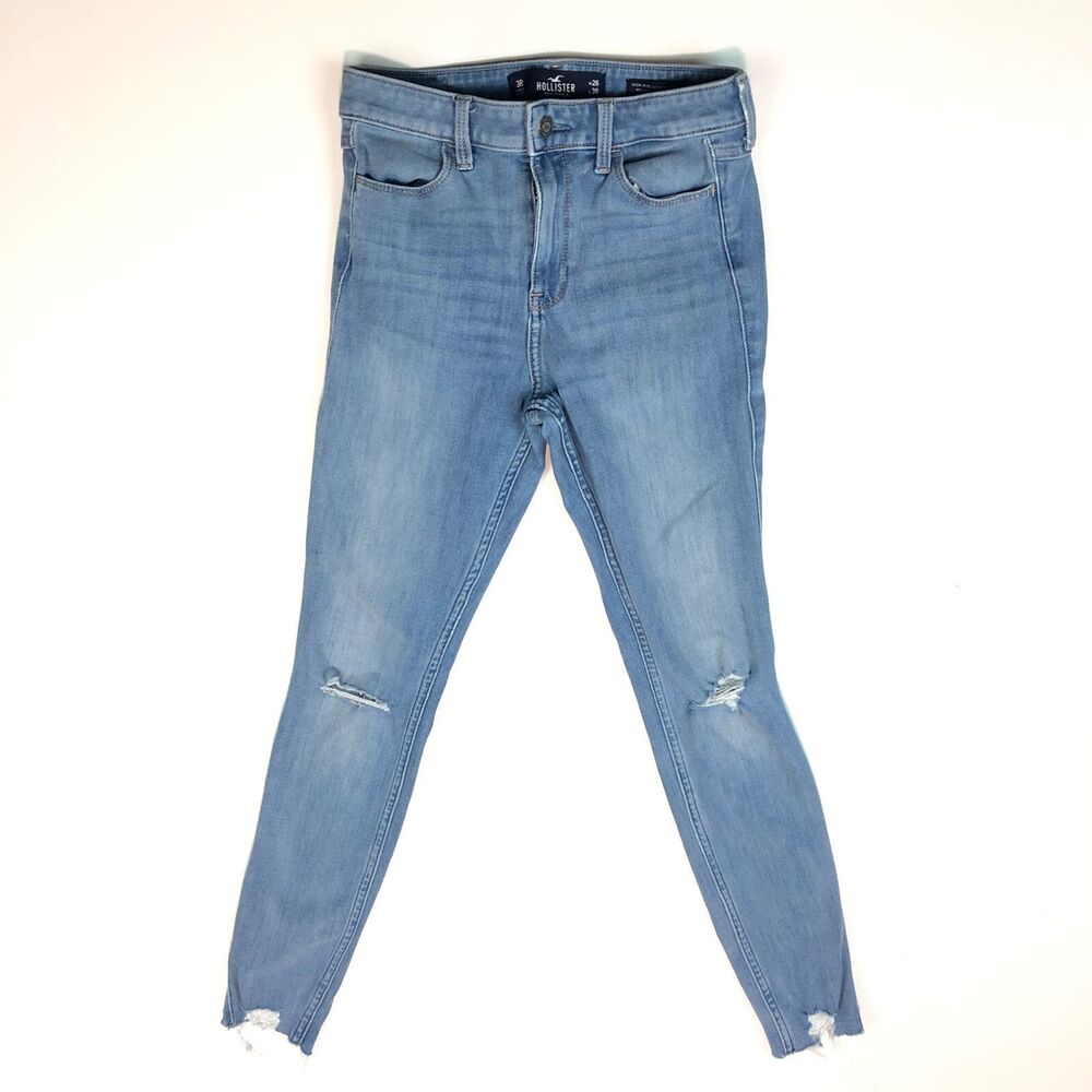 Hollister High Rise Extreme Skinny Stretch Raw Hem Distressed Jeans 3R 26x30 Y11